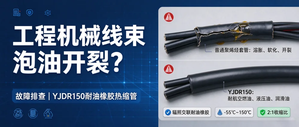 YJDR150 耐油橡胶热缩管｜工程机械车载油料工况线束防护 示意图