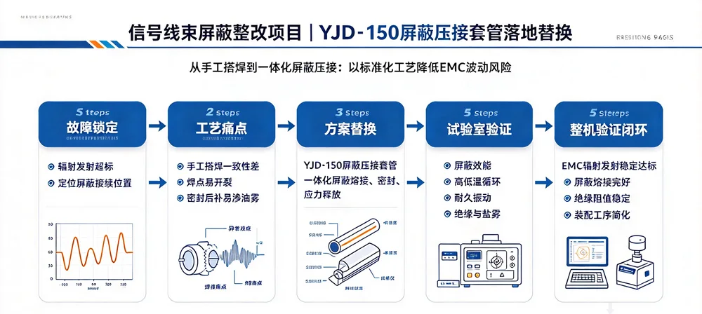 航空机载线束 EMC 辐射超标整改：屏蔽接续工艺优化方案 示意图