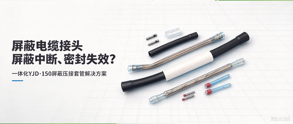 屏蔽电缆接头屏蔽中断密封失效怎么解决?YJD-150 一体化压接套管 示意图